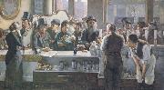 john henry henshall,RWS Behind the Bar (mk46) oil painting reproduction
